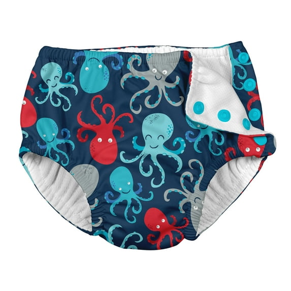 Snap Reusable Absorbent Swimsuit Diaper-Navy Octopus