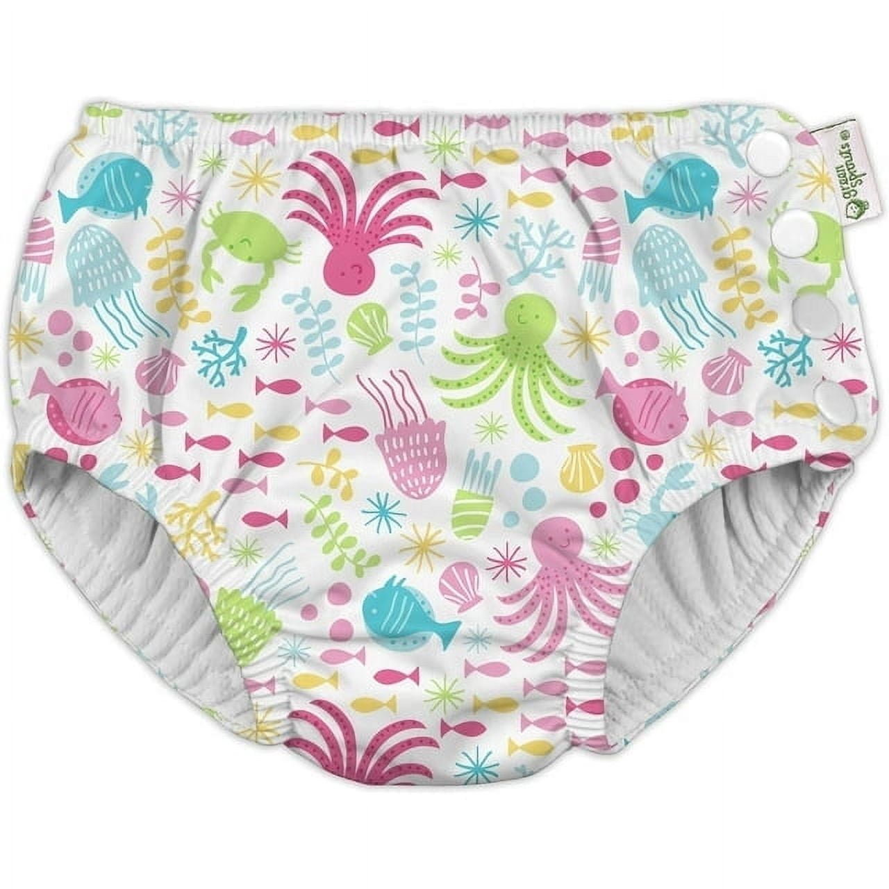Luxja Riutilizzabile Pannolini da Nuoto (Confezione da 2), Impermeabile Pannolino Piscina, Costume Pannolino Neonato (0-3 Anni), Squame di Pesce + Sirena