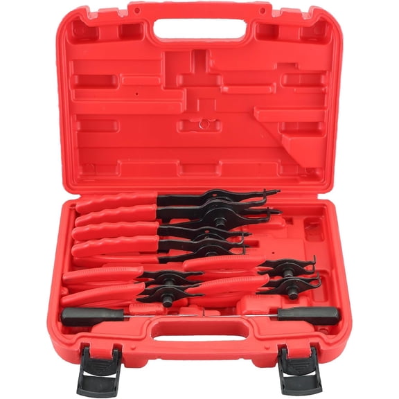 Snap Ring Plier Set 11 count Straight & Bent Retaining Ring Pliers w/Hook & Pick Heavy Duty Internal External Pliers .038in - .09in Circlip Combination Retaining Clip for Trunk
