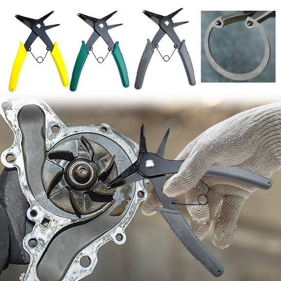 Snap Ring Pliers, 2-in-1 Internal & External Retaining Ring Pliers, Heat-Treated High Carbon Steel with Ergonomic PVC Handle, for Automotive Bicycle Motorcycle Farm Machine Plumbing Repair