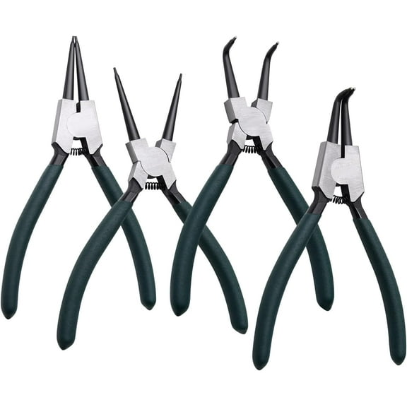 Snap Ring Pliers Set, 4 count 7" Internal/External Circlip Pliers Kit with Straight/Bent Jaw, Precision Spring Pliers for Ring Remover Retaining and Remove Hoses, Gaskets