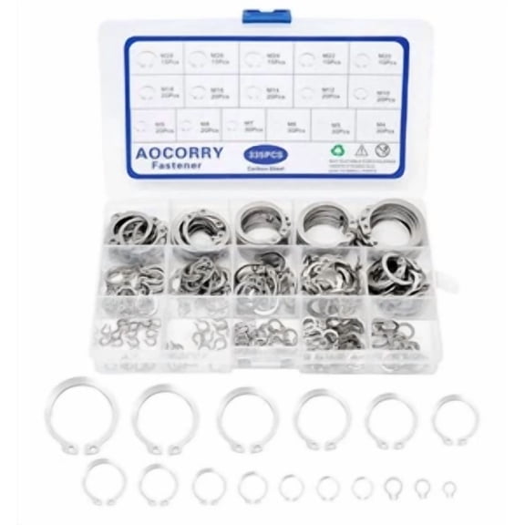 Snap Rings Assortment Kit 335Pcs External Retaining Rings 15 Size C Clips Set