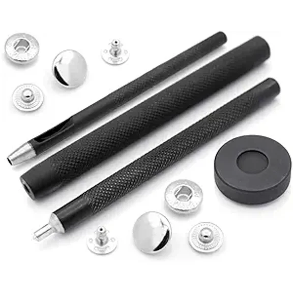 Snap Setter Fastener Kit Button Fixing Tool S-Spring Socket Popper Setting Tool with 10 Silver Snaps VT1 (8mm (0.31"))