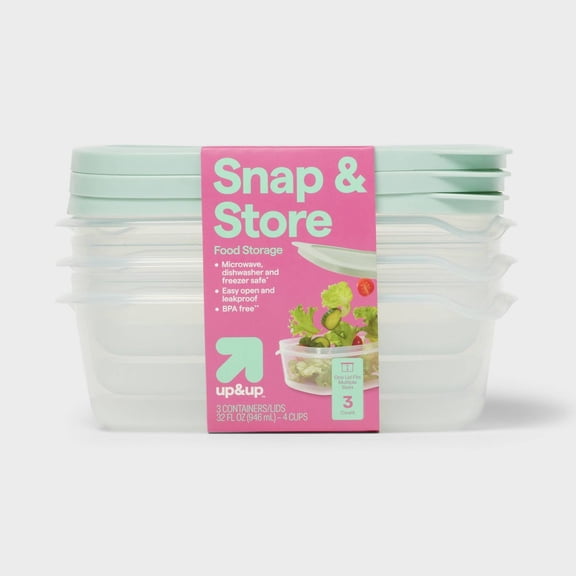Snap & Store Rectangle Food Storage Containers - 32 fl oz/3ct Stackable Design