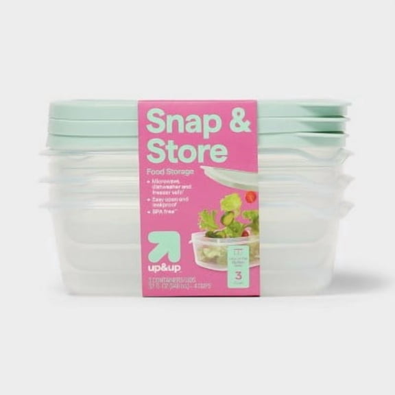Snap & Store Rectangle Food Storage Containers - 32 fl oz/3ct Stackable Design