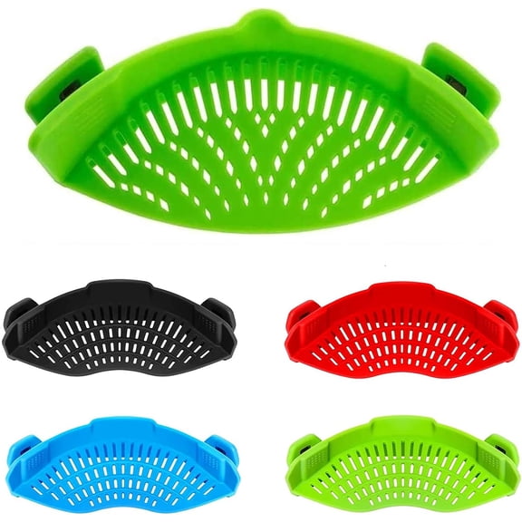 Snap Strainer, Clip Strainer for Pots Pans, Hands- Clip- Colander Pour Spout for Pasta Vegetable Noodles, Colander and Sieve Snaps Pots Bowls Pans