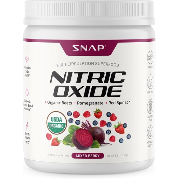 Snap Supplements Beet Root Nitric Oxide Powder - Blood Pressure & Cardio Health Support, Energy Boost, Original