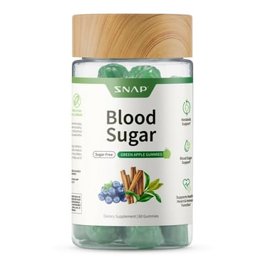Snap Supplements Blood Sugar Gummies Sugar Free, Green Apple Flavor, 30 Servings
