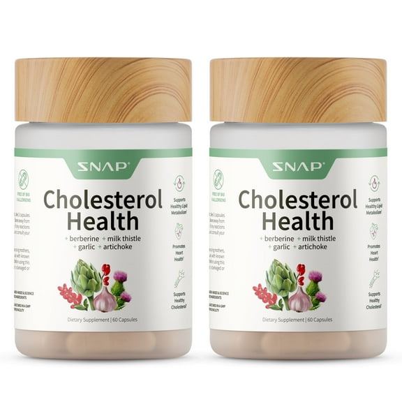 Snap Supplements Cholesterol Health with Beta-Sitosterol and Garlic, 60 Capsules - 2 Pack
