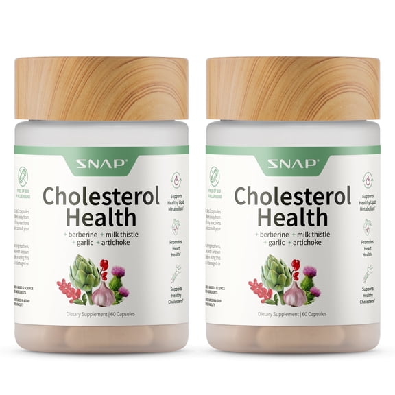 Snap Supplements Cholesterol Health with Beta-Sitosterol and Garlic, 60 Capsules - 2 Pack