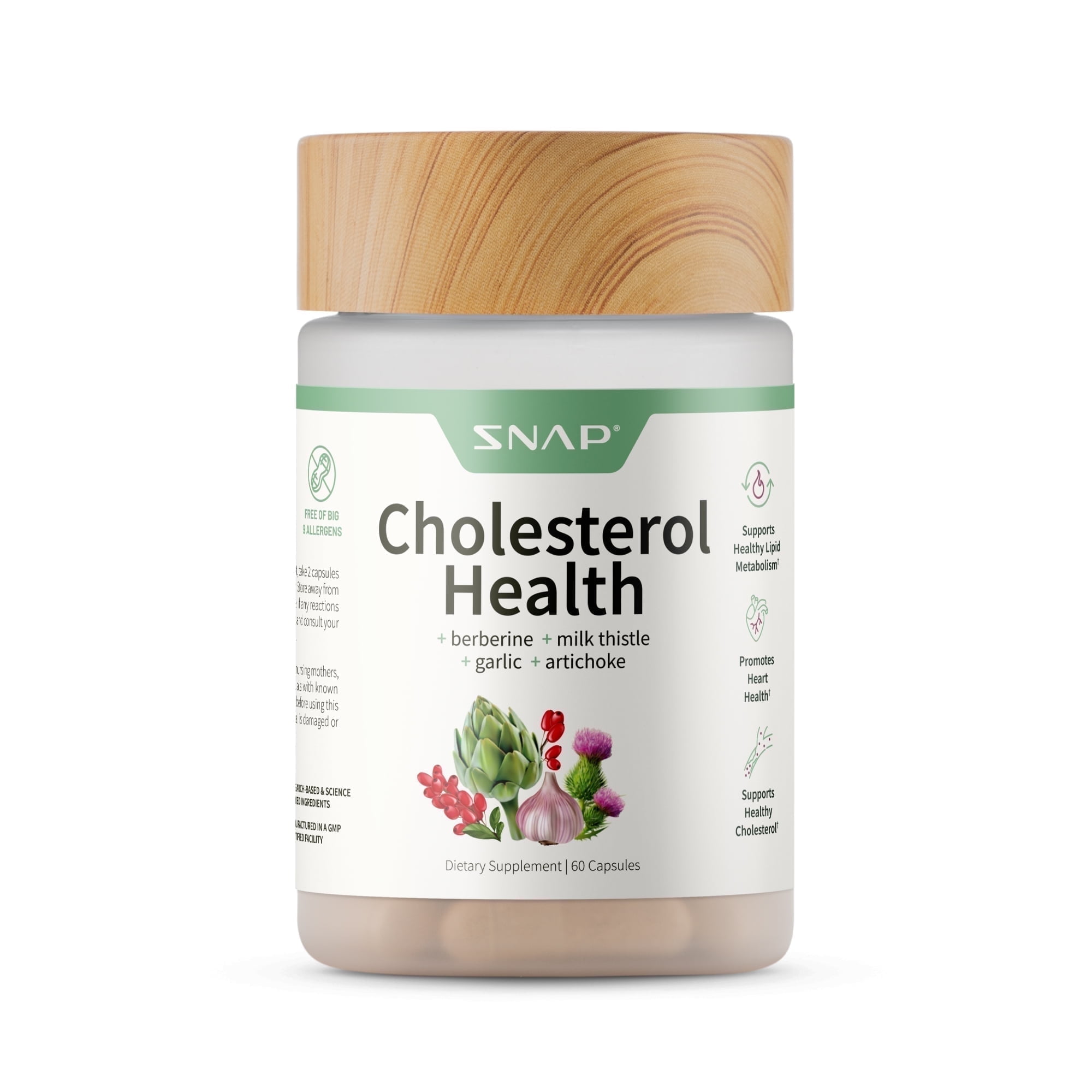 Snap Supplements Cholesterol Health with Beta-Sitosterol and Garlic, 60 Capsules