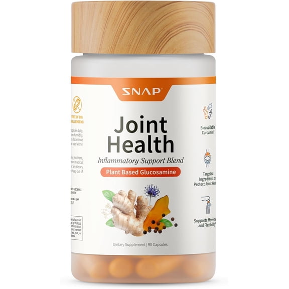 Snap Supplements Joint Health Support, Plant Based Glucosamine & MSM, Movement, Flexibility and Strength - 90 Capsules