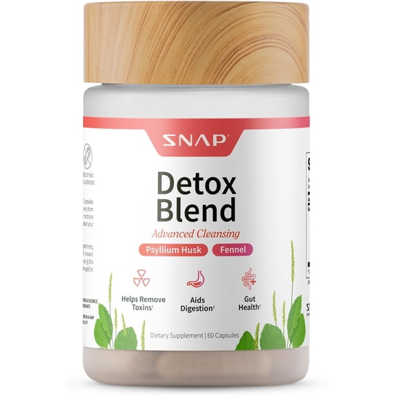 Snap Supplements Gently Detox Pills, Advanced Blend for Digestion and Immune Support, 60 Capsules