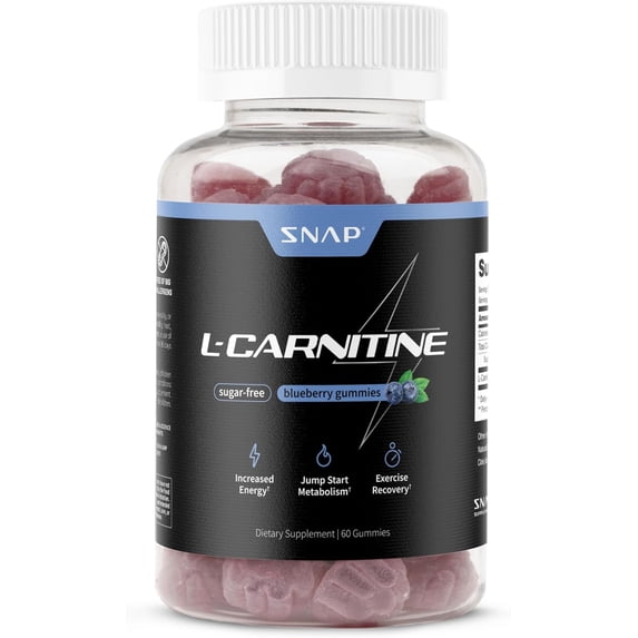 Snap Supplements L-Carnitine Amino Acid Preworkout - Energy, Recovery, 500mg (60 Gummies)
