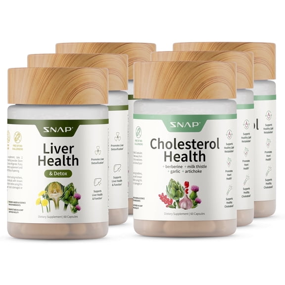 Snap Supplements Liver Health Support Supplement, Natural Liver Cleanse Detox and Repair, 60 Count (Liver + Cholesterol (60 x 2 Count)) - 3 pack