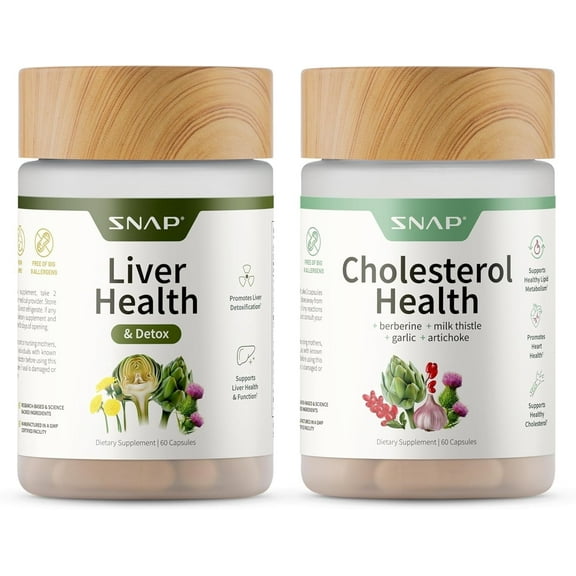 Snap Supplements Liver Health Support Supplement, Natural Liver Cleanse Detox and Repair, 60 Count (Liver + Cholesterol (60 x 2 Count))
