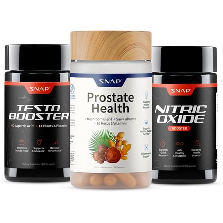 Snap Supplements BIG BOY Bundle Prostate Support Natural Test Booster Nitric Oxide Circulation Formula