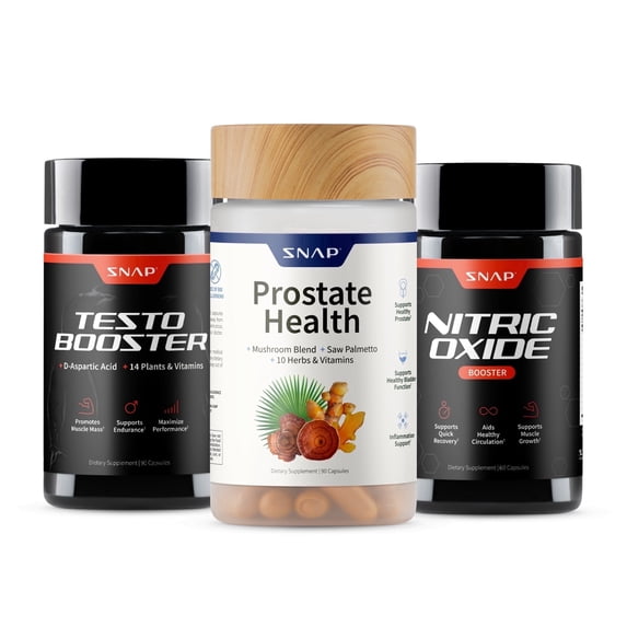 Snap Supplements Men's Vitality Bundle Prostate Support Natural Test Booster Nitric Oxide Circulation Formula