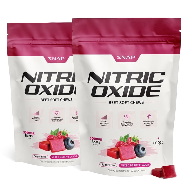 Snap Supplements Nitric Oxide Beet Chews, 60 Soft Chews, Sugar