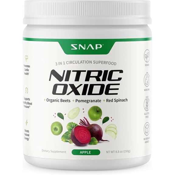 Snap Supplements Organic Beet Root Powder with Pomegranate, Apple, 250 g, 30 Servings, Adult Dietary Supplement Powder, Easy-to-Mix Daily Powder Formula, For circulation and natural energy