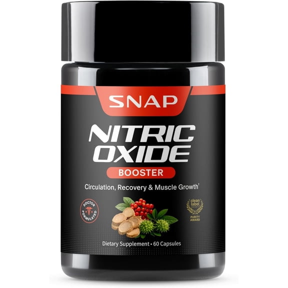 Snap Supplements Nitric Oxide Booster, Endurance Workout Dietary Supplement, 60 Count