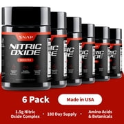Snap Supplements Nitric Oxide Booster Pills - Pre Workout, Muscle Builder, 1500mg, 60 Tablets, 6 Pack