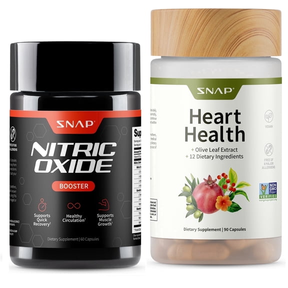 Snap Supplements Nitric Oxide Booster, Heart Health Supplement, 60 + 90 Capsules