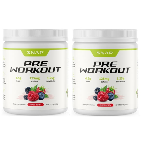 Pre-Workout Nitric Oxide Beet Root Powder Snap Supplements, Cardio Health Supplement, 30 Servings (2 Pack)