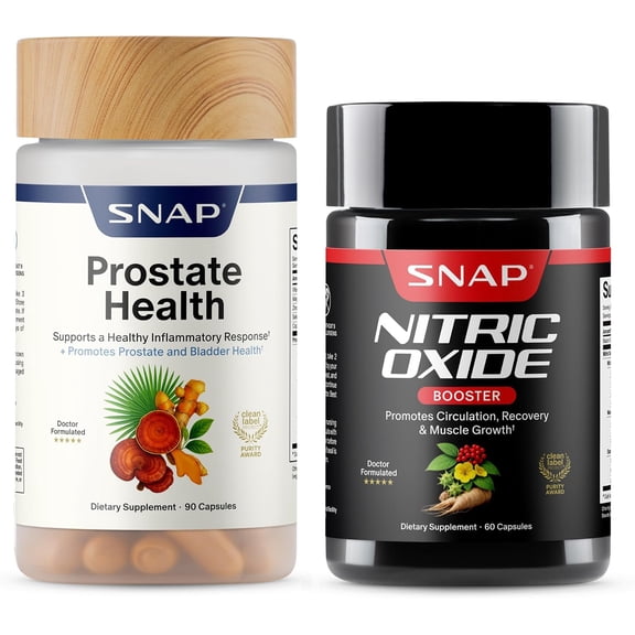 Snap Prostate Health & Nitric Oxide Combo for Men, Urinary & Circulation Support, Saw Palmetto, Zinc & Botanicals (30-Day Supply)