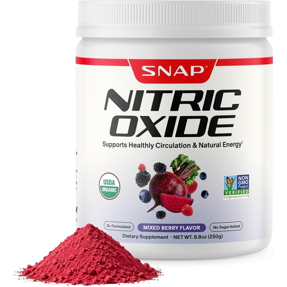 Snap Supplements Organic Mixed Berry Beet Root Powder Nitric Oxide Complex Cardio and Natural Energy Support 30 Servings 8.8 oz