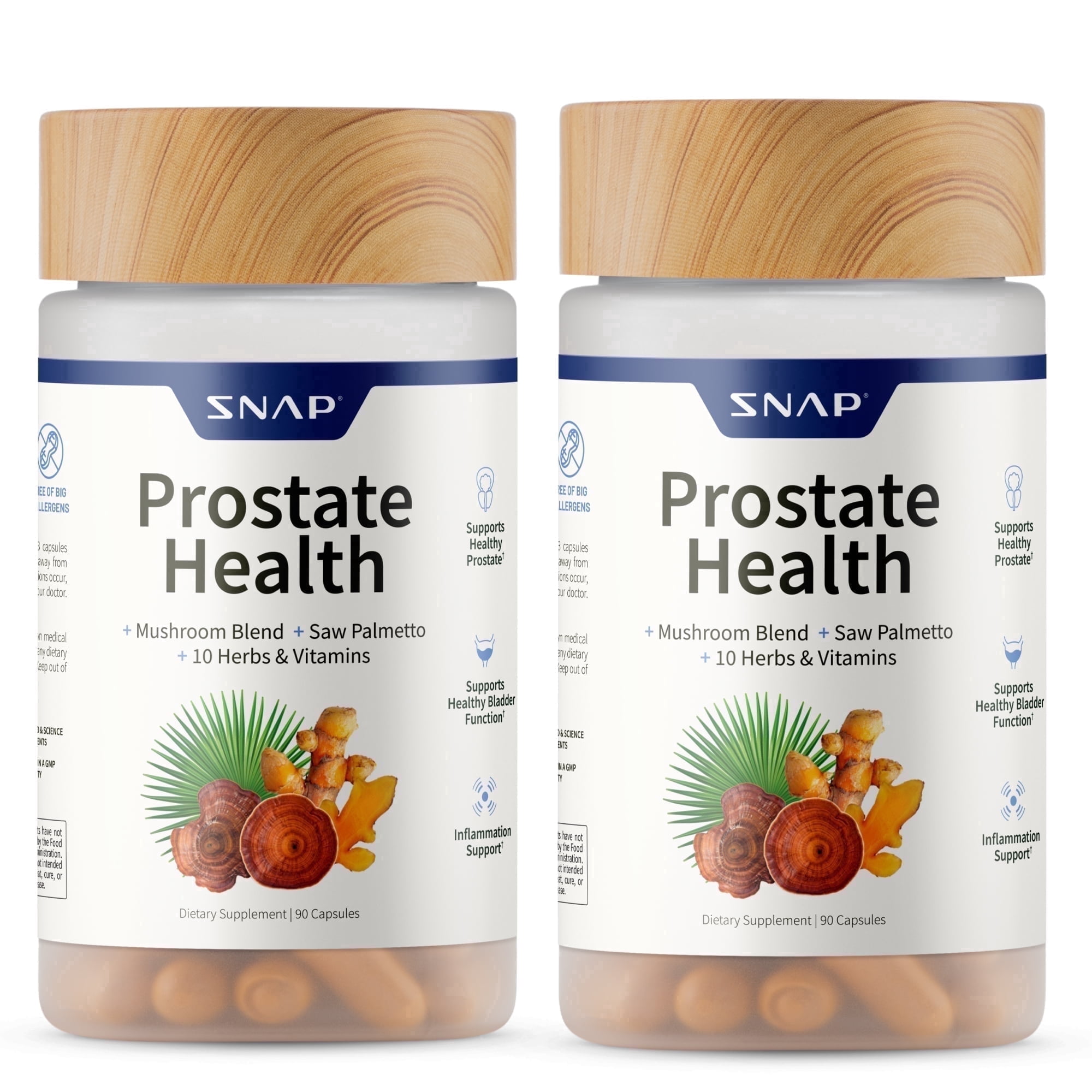 Snap Supplements Prostate Health for Men, Saw Palmetto Dietary Support, 90 Capsules - 2 Pack