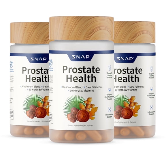 Snap Supplements Prostate Health for Men, Saw Palmetto Dietary Support, 90 Capsules - 3 Pack
