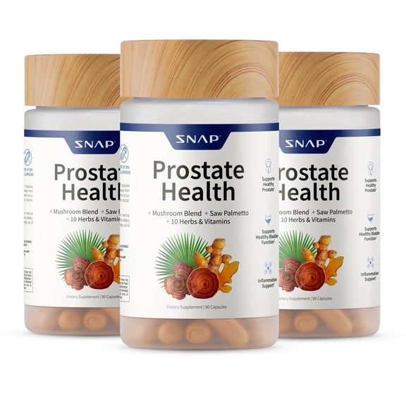 Snap Supplements Prostate Health for Men, Saw Palmetto Dietary Support, 90 Capsules - 3 Pack