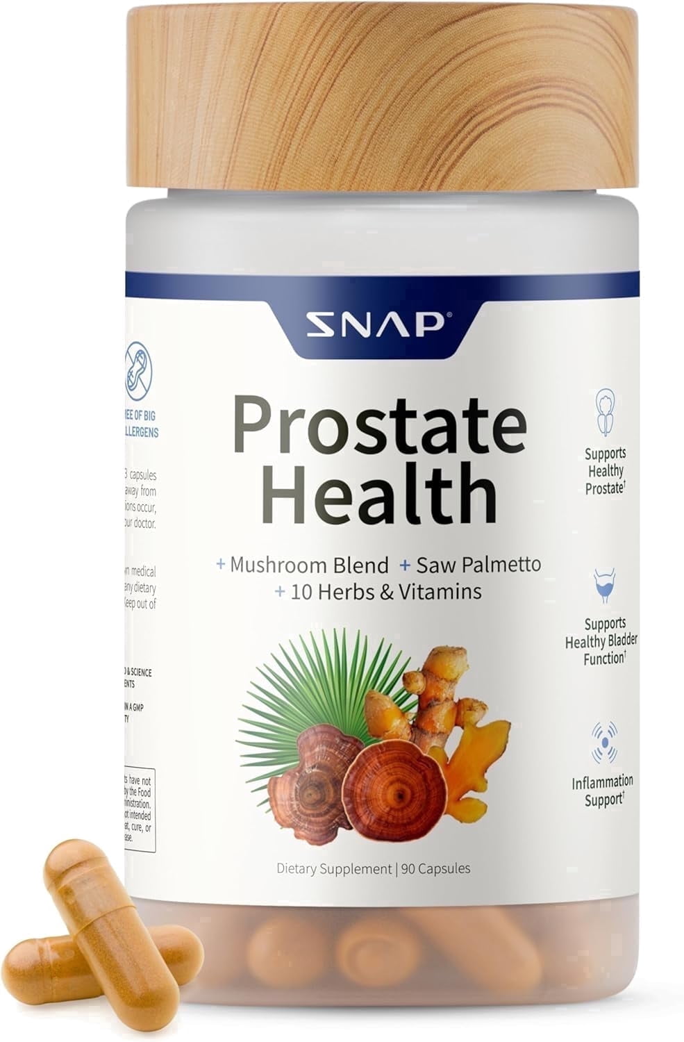 Snap Prostate Health for Men, Saw Palmetto & Botanicals for Prostate & Urinary Support, Men’s Wellness Supplement, 90 Capsules