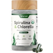 Snap Supplements Organic Spirulina and Chlorella Superfood, 120 Vegan Capsules, Dietary Supplement for Adults, Convenient Daily Capsule Formula, Designed for daily greens and nutrient support