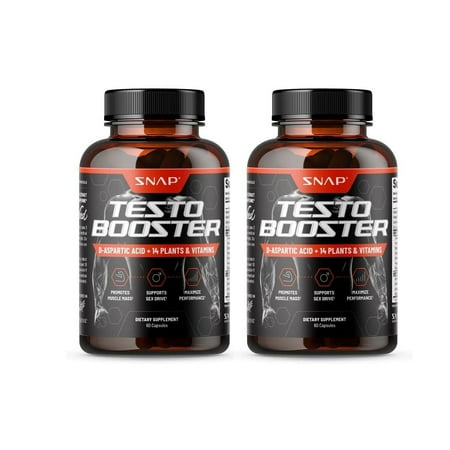 Snap Supplements Testosterone Booster - Natural Sex Drive & Stamina, 60 Count, 2pk