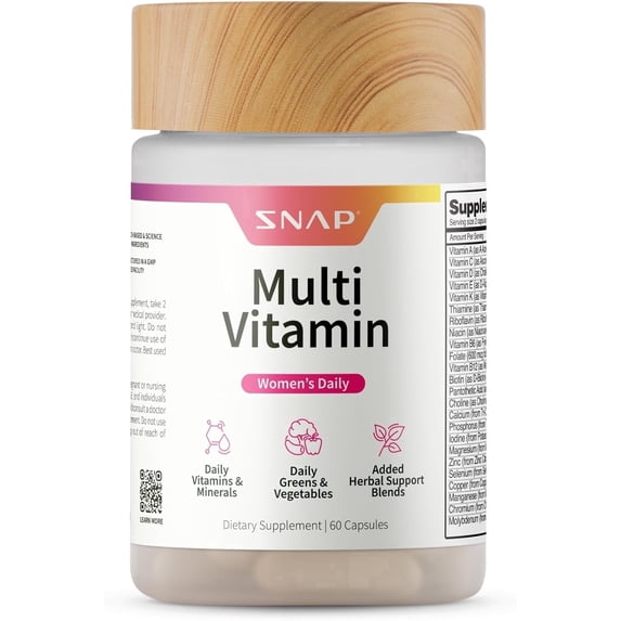 Snap Supplements Women's Daily Multi Vitamin Minerals, 60 Capsules