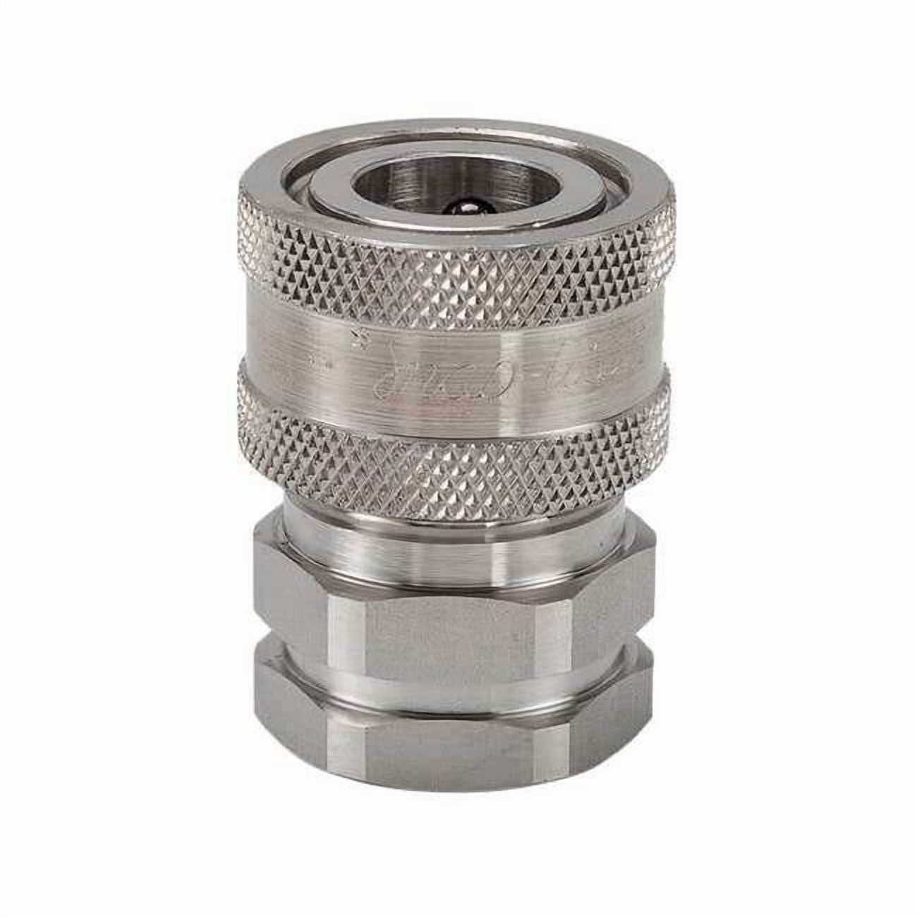 Hydraulic Quick Connect Hose Coupling, 316 Stainless Steel Body, Sleeve Lock, 3/8"-18 Thread Size