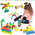 thumbnail image 1 of Snap-Together Hexagon Building Blocks Set for Toddlers and Preschoolers, Sturdy Interlocking STEM Construction Toys for Learning Shapes, Fine Motor Skills and Creative Play, 1 of 8