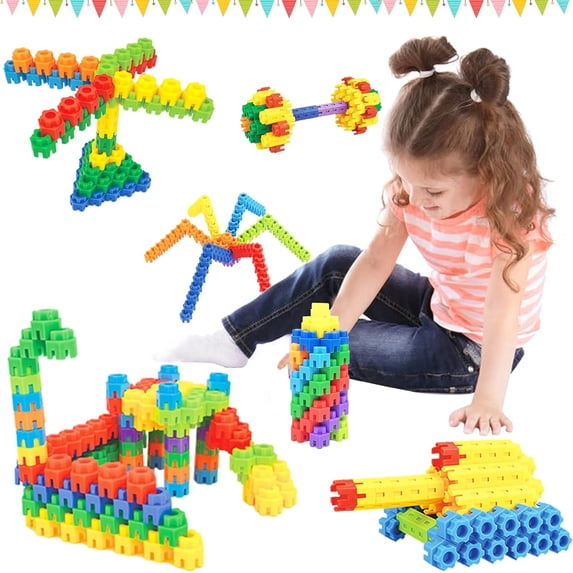Snap-Together Hexagon Building Blocks Set for Toddlers and Preschoolers, Sturdy Interlocking STEM Construction Toys for Learning Shapes, Fine Motor Skills and Creative Play