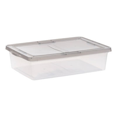 Snap Top Plastic Storage Bin: Stackable, Portable, Transparent, Lidded Utility Tubs for School & Craft Supplies