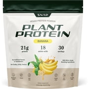 Snap Supplements Vegan Protein Powder, 21 g Plant Protein, Banana, 30 Servings, Dietary Supplement Drink Mix for Adults, Easy-to-Mix Daily Powder Formula, For protein intake and workout recovery