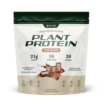 Snap Vegan 21g Protein Powder, Plant Based, Chocolate 30 Servings