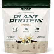 Snap Supplements Vegan Protein Powder, 21 g Plant Protein, Vanilla, 30 Servings, Adult Dietary Supplement Powder, Easy-to-Mix Daily Powder Formula, For protein intake and workout recovery