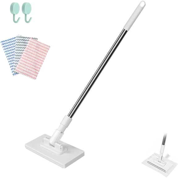 Snap and Grip Mop Retractable Mini Gap Cleaner, Zero Touch Flat Mop with Locking Head & Cloths, 39.3in Handle for Home Multi-Surface Cleaning