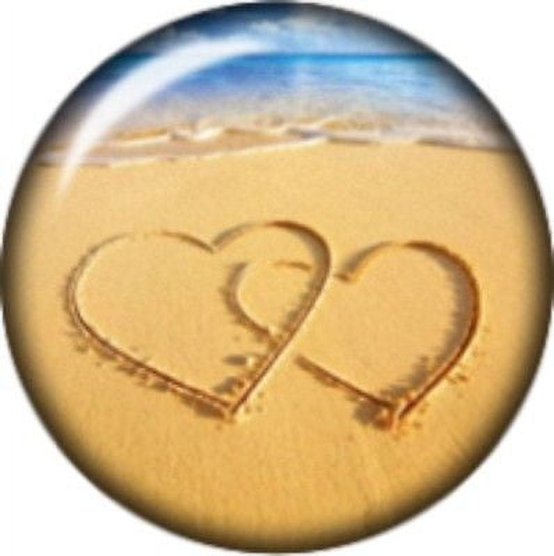 BODY ACCENTZ Snap button 2 hearts in the sand beach 18mm Cabochon chunk charm