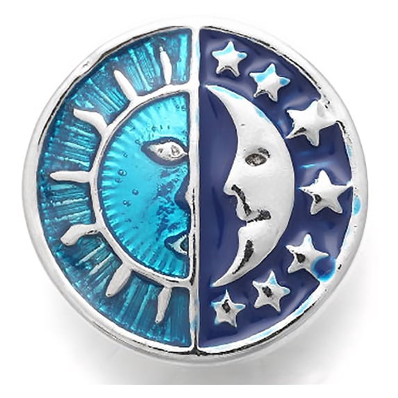 Snap button CZ Celestial sun moon stars 18mm charm chunk interchangeable
