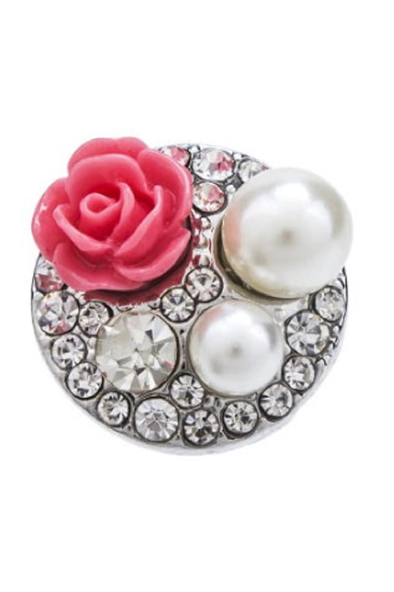 Snap button Crystal Rose Pearl Interchangable Jewelry 18mm