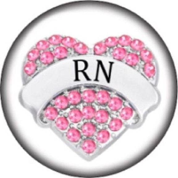 Snap button Registered Nurse RN 18mm Cabochon chunk charm Heart