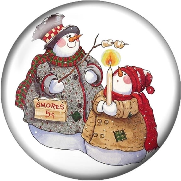 Snap button Snowman Couple 18mm charm chunk interchangeable